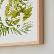 "Floral Monogram with Fern. Letter G" - Art Print in green by Helga Wigandt - Frame Close-up