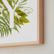 "Floral Monogram with Fern. Letter Y" - Art Print in Pistachio Green by Helga Wigandt - Frame Close-up