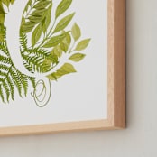 "Floral Monogram with Fern. Letter C" - Art Print in grass green by Helga Wigandt - Frame Close-up