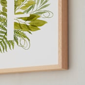 "Floral Monogram with Fern. Letter F" - Art Print in grass green by Helga Wigandt - Frame Close-up