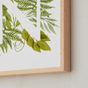 "Floral Monogram with Fern. Letter N" - Art Print in Pistachio Green by Helga Wigandt - Frame Close-up