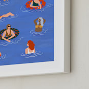 "Pool Party" - Art Print in ocean by Pati Cascino - Frame Close-up