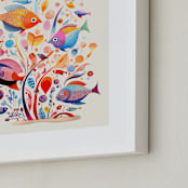 "Fishes" - Art Print in Aqua by Tatjana Koraksic - Frame Close-up