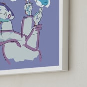 "Peace Bird" - Art Print in China Blue by Stuart Heir - Frame Close-up