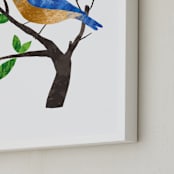 "Eastern Bluebird" - Art Print in Deep Blue by Alf and Auguri - Frame Close-up