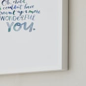 "oh child" - Art Print in ocean teal by Kelly Place - Frame Close-up