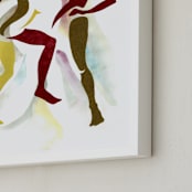 "Abstract Figure Collage, Movement VII" - Art Print in Wine by Kathleen Ney - Frame Close-up