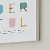 "All kinds of wonderful" - Personalized Art Print in Sherbet by Hudson meet Rose - Frame Close-up