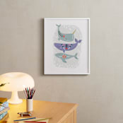 "Folk Whales" - Art Print in Mint by Hannah Williams - In a Room