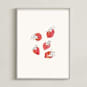 "Strawberries" - Art Print in Strawberry Red by Catilustre - Framed
