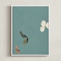"Cool Tone Abstract Botanical II" - Art Print in Smokey Turquoise by Caryn Owen - Framed Canvas