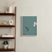 "Cool Tone Abstract Botanical II" - Art Print in Smokey Turquoise by Caryn Owen - In a Room