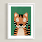 "Jungle Tiger" - Art Print in Jungle Green by 2birdstone - Framed