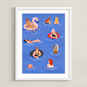 "Pool Party" - Art Print in ocean by Pati Cascino - Framed
