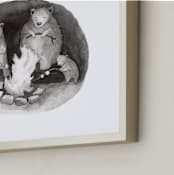 "Fireside Bears" - Art Print in Soft Black by Sarah Holden - Frame Close-up