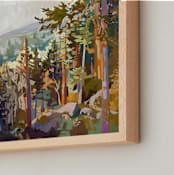 "Wait a Minute" - Art Print in Forest Blue by Jess Franks - Frame Close-up
