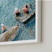 "Sunbathers" - Art Print in Turquoise by Jennifer Jacobson - Frame Close-up