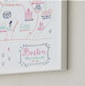 "Boston, Massachusetts Calligraphy Map" - Art Print in Navy by Megan Kelso - Frame Close-up