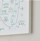 "Portland, Oregon Calligraphy Map" - Art Print in Blue Green by Megan Kelso - Frame Close-up