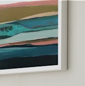 "Pink California Seascape" - Art Print in coral pink by Caryn Owen - Frame Close-up