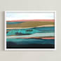 "Pink California Seascape" - Art Print in coral pink by Caryn Owen - Framed