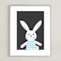 "Funny Bunny" - Art Print in Charcoal by Jessie Steury - Framed