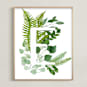 "Floral Monogram E" - Art Print in grass green by Helga Wigandt - Framed
