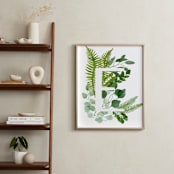 "Floral Monogram E" - Art Print in grass green by Helga Wigandt - In a Room