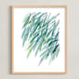 "Turquoise Rustling Leaves No. 1" - Art Print in Turquoise Green by Priscilla Lee - Framed
