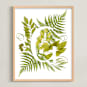 "Floral Monogram with Fern. Letter G" - Art Print in green by Helga Wigandt - Framed