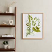 "Floral Monogram with Fern. Letter P" - Art Print in grass green by Helga Wigandt - In a Room