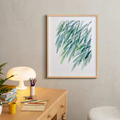 "Turquoise Rustling Leaves No. 1" - Art Print in Turquoise Green by Priscilla Lee - In a Room