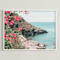 "Italian Summer" - Art Print in Ocean Blue by Heather Loriece - Framed