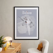 " BELIEVE " - Art Print in Misty Grey by Acadreamia Designs - In a Room