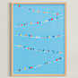 "Birds of Different Feathers" - Art Print in Sky Blue by Lindsay Megahed - Framed