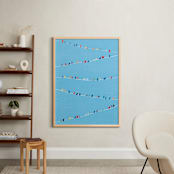 "Birds of Different Feathers" - Art Print in Sky Blue by Lindsay Megahed - In a Room