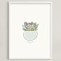 "Succulent figure 1" - Art Print in celadon by Stacey Meacham - Framed