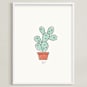"Cactus fig. 1" - Art Print in minty fresh by Stacey Meacham - Framed