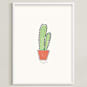 "Cactus Fig. 2" - Art Print in Celadon by Stacey Meacham - Framed