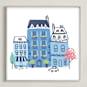 "Paris, J'adore" - Art Print in Parisian Blue by Ali Macdonald - Framed