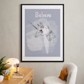 " BELIEVE " - Art Print in Misty Grey by Acadreamia Designs - In a Room