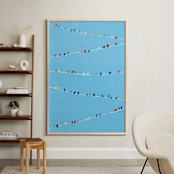 "Birds of Different Feathers" - Art Print in Sky Blue by Lindsay Megahed - In a Room