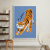"Tiger Yoga" - Art Print in Tangerine by Inkblot Design - In a Room