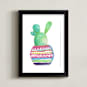 "Wee Cactus" - Art Print in cactus green by Christi Parks - Framed