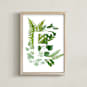 "Floral Monogram E" - Art Print in grass green by Helga Wigandt - Framed