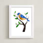 "Eastern Bluebird" - Art Print in Deep Blue by Alf and Auguri - Framed