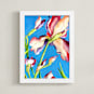 "Iris I, Colorful Floral" - Art Print in Sky Blue by Kathleen Ney - Framed
