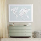 "Beautiful World Map" - Art Print in Soft Sky by Jessie Steury - In a Room