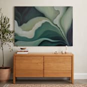 "Botanica 2" - Art Print in Blue-green Blossom by Lenay Hughes - In a Room