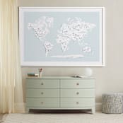 "Beautiful World Map" - Art Print in Soft Sky by Jessie Steury - In a Room